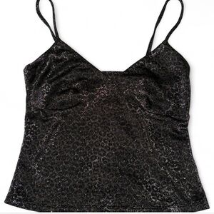 Black Leopard Glittery Cami Top